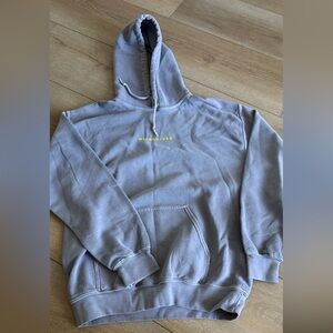 Missguided Heather Gray Hoodie with Yellow Accent